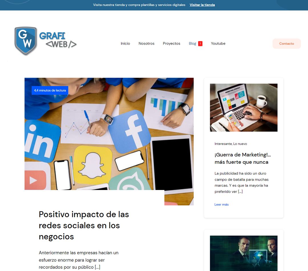 Tipo de página web Blog informativo